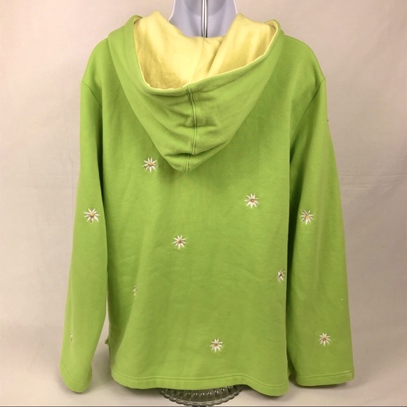 Quacker Factory Swing Jacket Green Embroidered Daisy Size Medium - Picture 5 of 6